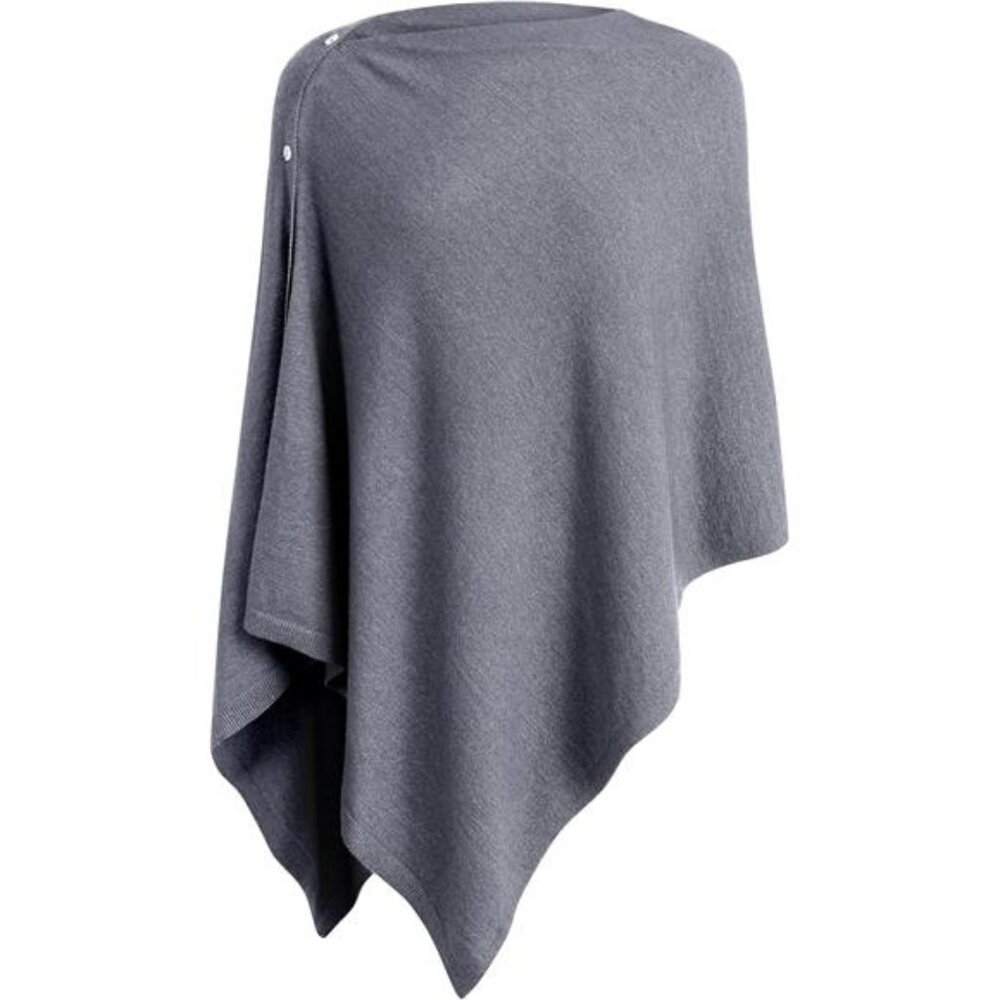 Womens Knitted Shawl Poncho Scarf Button Wrap Lightweight Spring Summer Fall